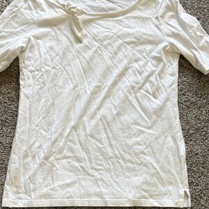 Cream Short Sleeve Top with Knot Detail - Petite